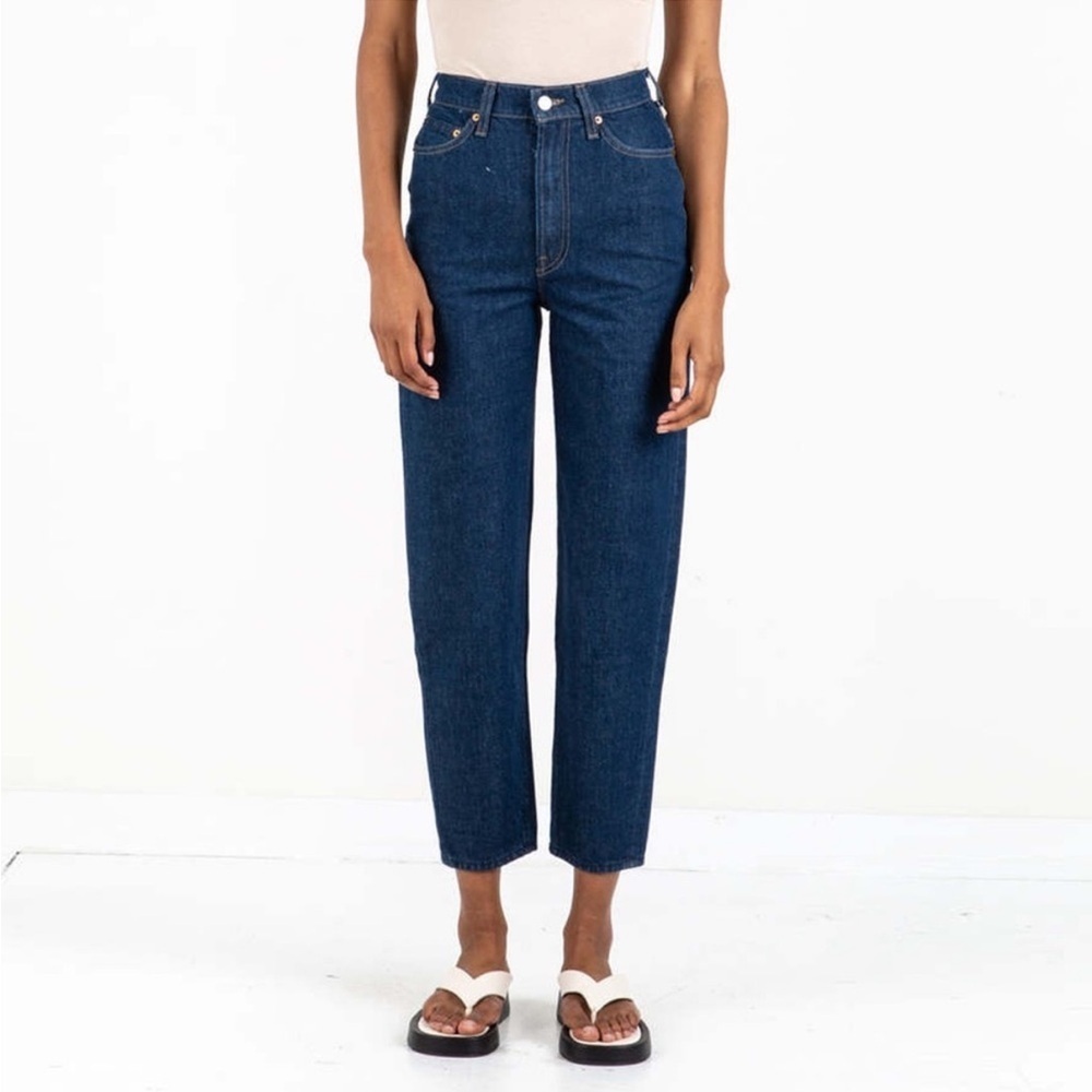 Mother Snacks High Waisted Twizzy Barrel Leg Ankle Jeans in Cold Brew size 27